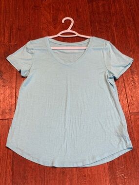 Large Stylus Light Blue V-Neck Women’s Tee - Casual Everyday Top
